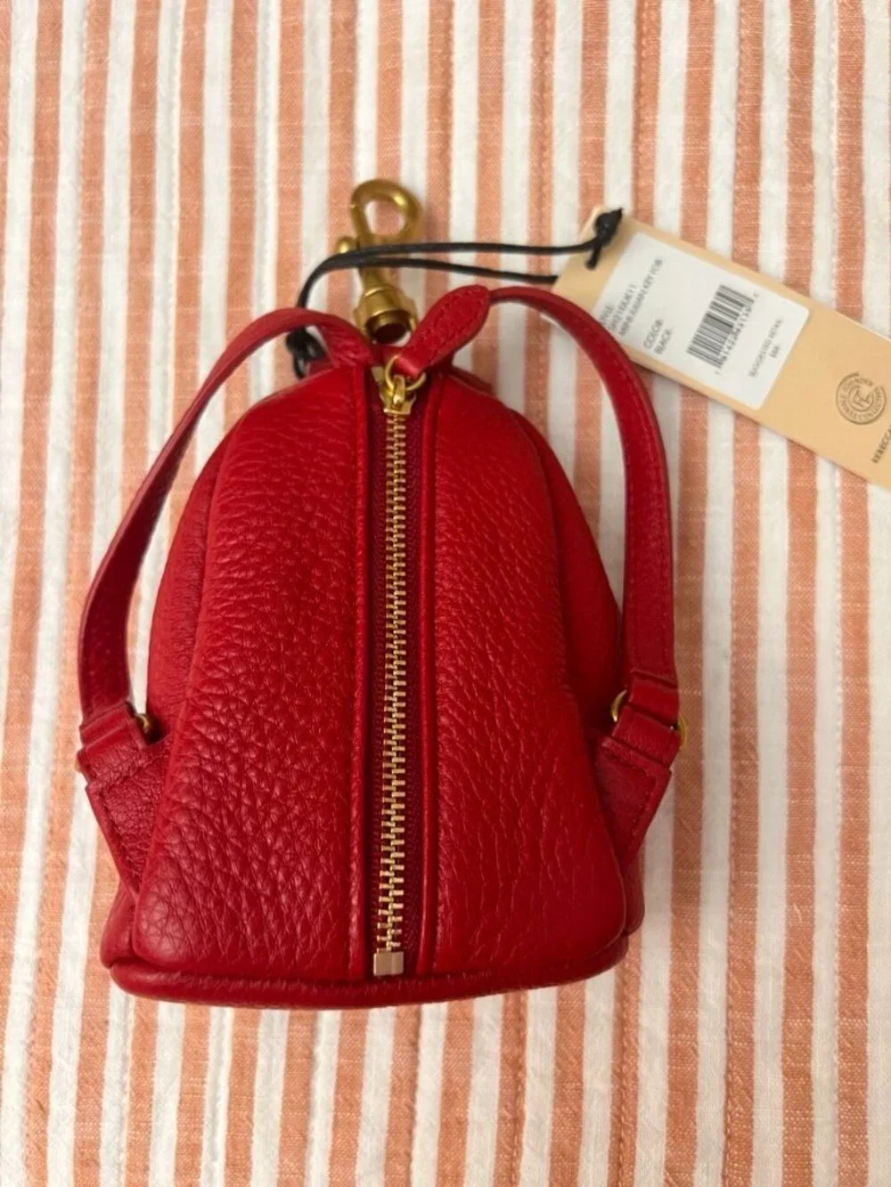 NWT Rebecca Minkoff Mini Julian Backpack Leather Key Fob - Red